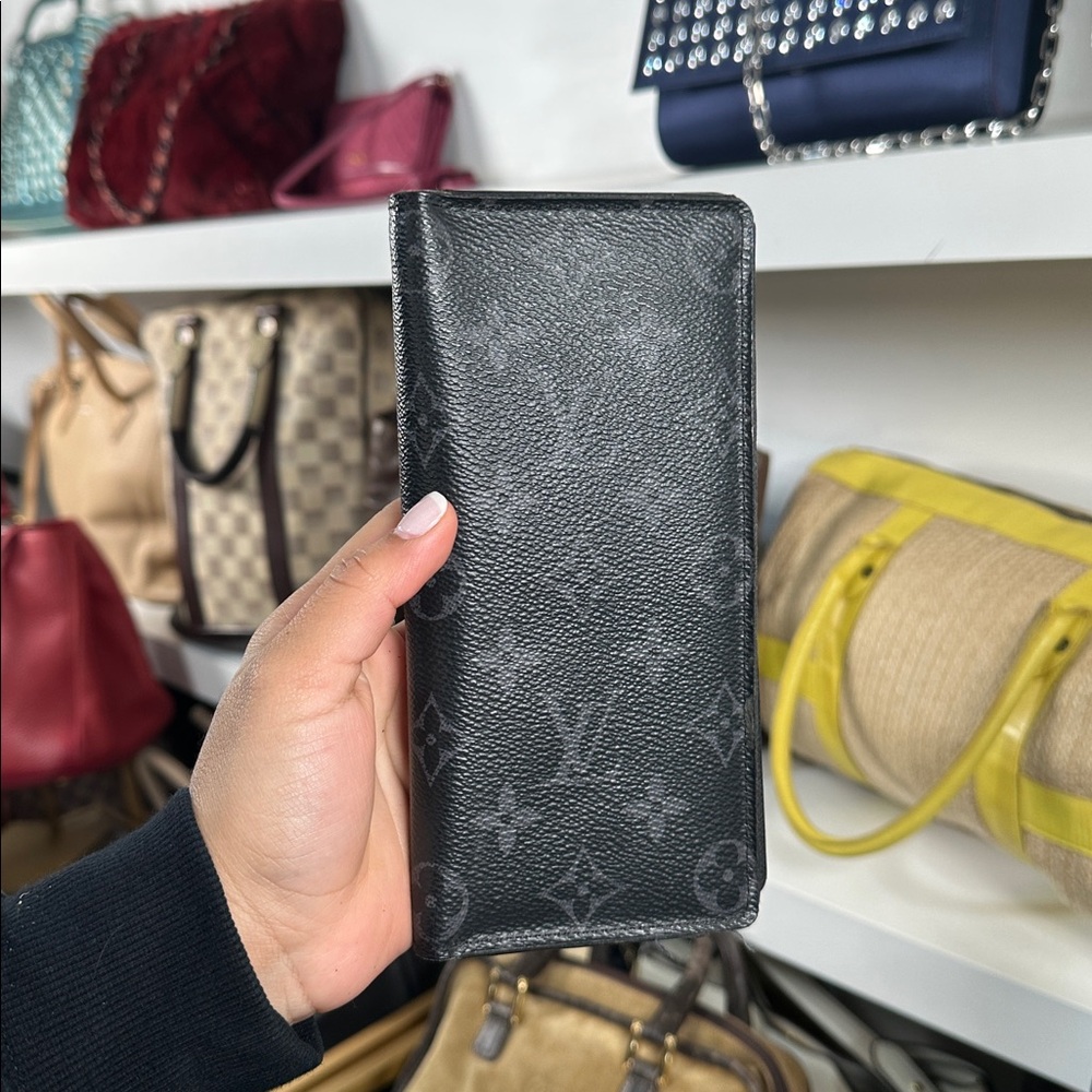 Lv Black Monogram Eclipse Long Bifold Brazza Wall… - image 1